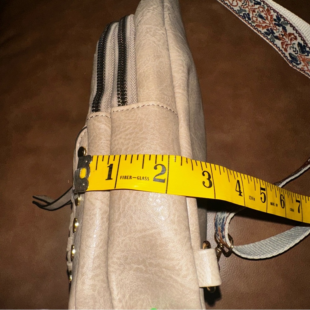 NWT Sam & Hadley Studded Deluxe Sling Tan Crossbody - Picture 10 of 11